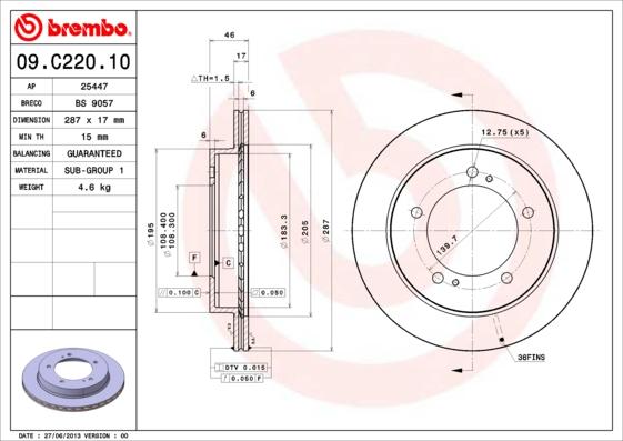 Brembo 09.C220.10 - Brake Disc onlydrive.pro