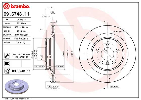 Brembo 09.C743.11 - Jarrulevy onlydrive.pro