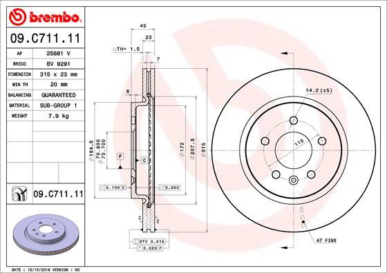 Brembo 09.C711.11 - Brake Disc onlydrive.pro