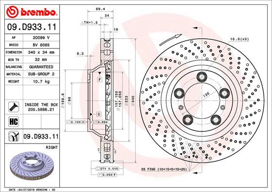 Brembo 09.D933.11 - Brake Disc onlydrive.pro