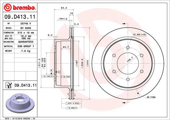 Brembo 09.D413.11 - Brake Disc onlydrive.pro