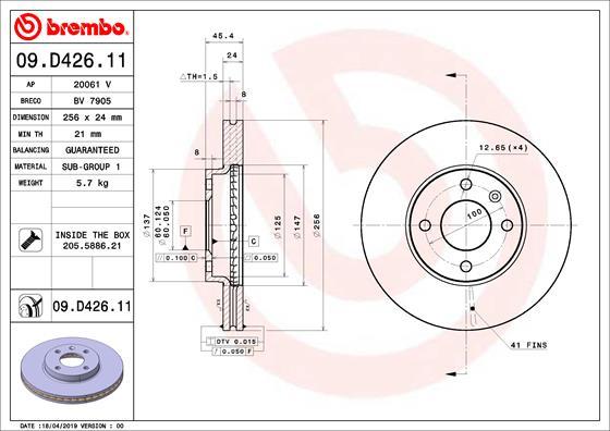 Brembo 09.D426.11 - Brake Disc onlydrive.pro