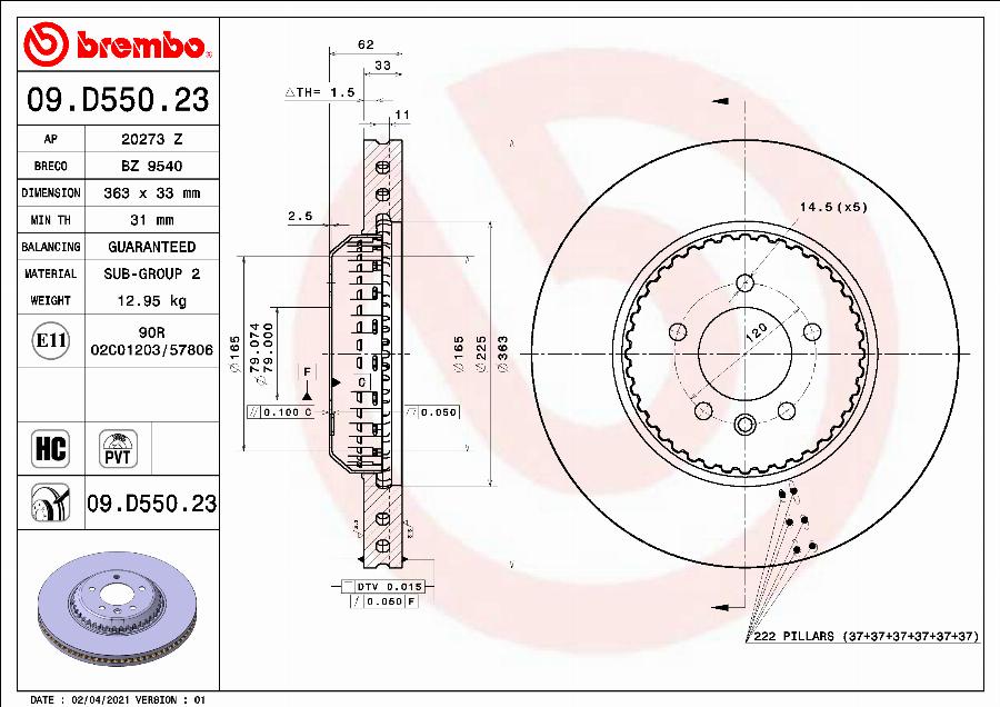 Brembo 09.D550.23 - Brake Disc onlydrive.pro