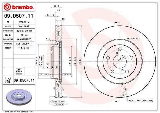 Brembo 09.D507.11 - Тормозной диск onlydrive.pro