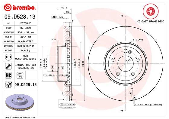 Brembo 09.D528.13 - Brake Disc onlydrive.pro