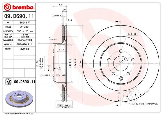 Brembo 09.D690.11 - Bremžu diski onlydrive.pro