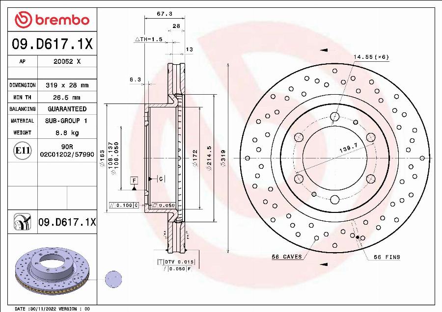 Brembo 09.D617.1X - Brake Disc onlydrive.pro