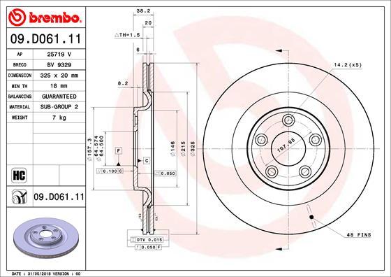 Brembo 09.D061.11 - Brake Disc onlydrive.pro