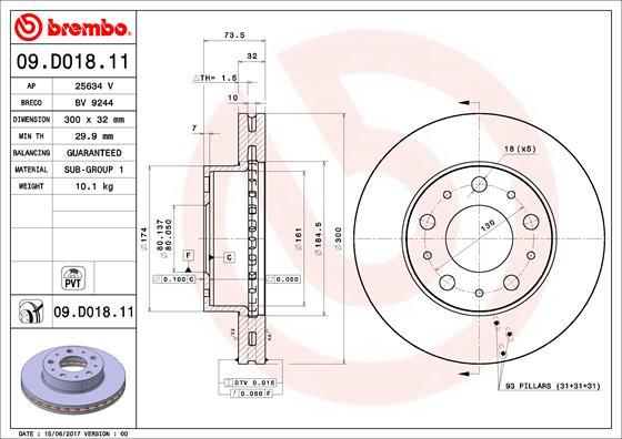 Brembo 09.D018.11 - Brake Disc onlydrive.pro