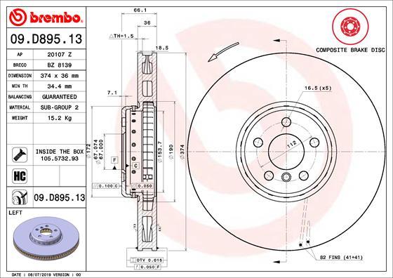 Brembo 09.D895.13 - Piduriketas onlydrive.pro