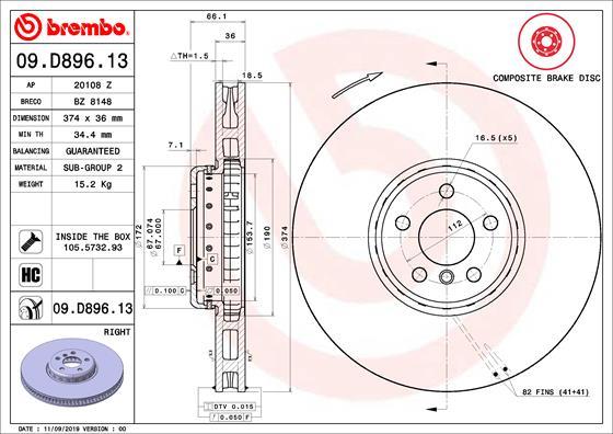 Brembo 09.D896.13 - Jarrulevy onlydrive.pro