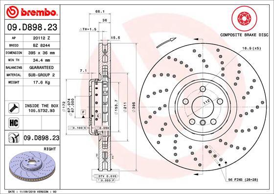 Brembo 09.D898.23 - Piduriketas onlydrive.pro