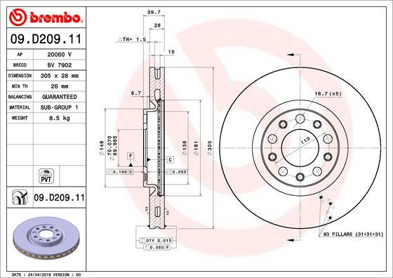 Brembo 09.D209.11 - Brake Disc onlydrive.pro