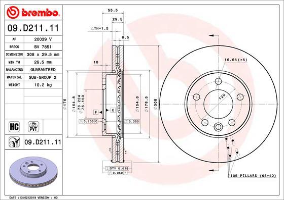 Brembo 09.D211.11 - Brake Disc onlydrive.pro
