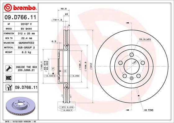 Brembo 09.D766.11 - Brake Disc onlydrive.pro