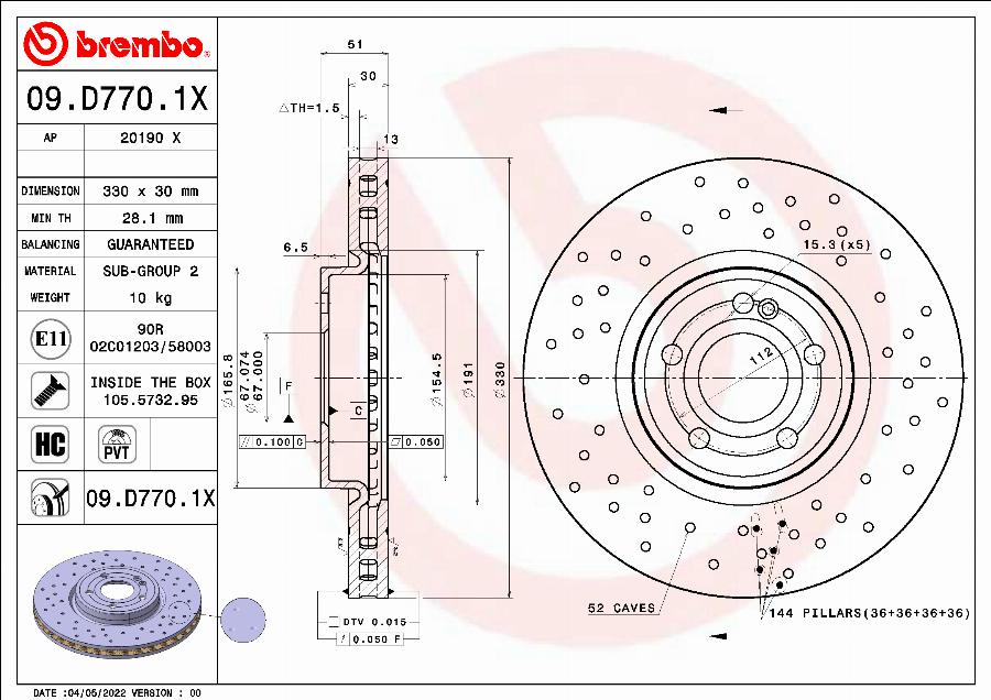 Brembo 09.D770.1X - Jarrulevy onlydrive.pro