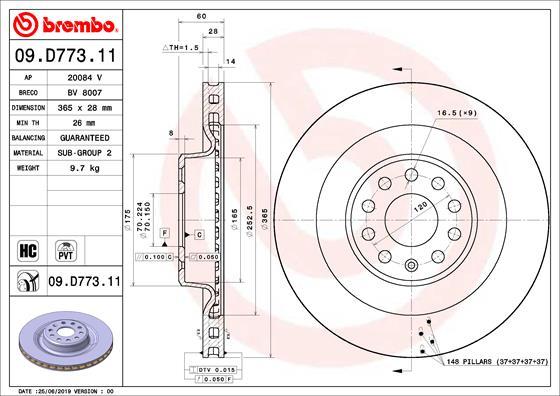 Brembo 09.D773.11 - Brake Disc onlydrive.pro