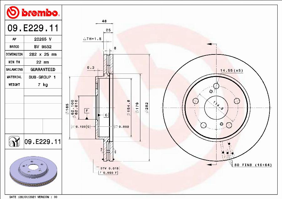 Brembo 09.E229.11 - Brake Disc onlydrive.pro