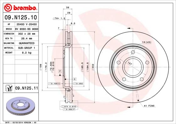 Brembo 09.N125.11 - Brake Disc onlydrive.pro