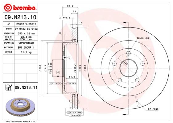 Brembo 09.N213.11 - Jarrulevy onlydrive.pro