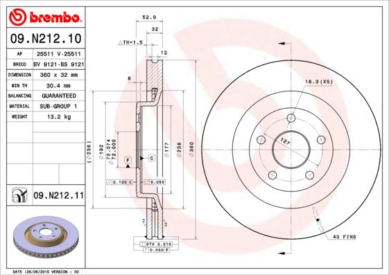 Brembo 09.N212.11 - Brake Disc onlydrive.pro
