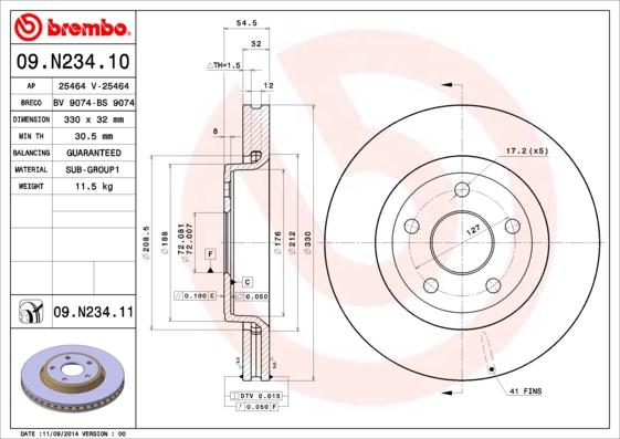 Brembo 09.N234.11 - Brake Disc onlydrive.pro