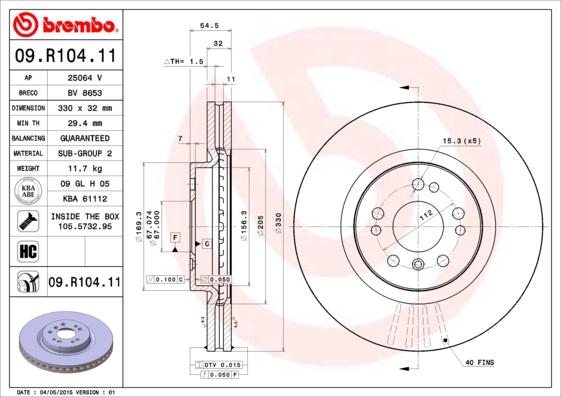 Brembo 09.R104.11 - Brake Disc onlydrive.pro
