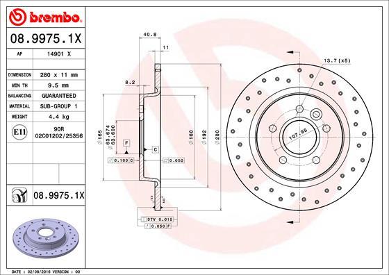 Brembo 08.9975.1X - Piduriketas onlydrive.pro