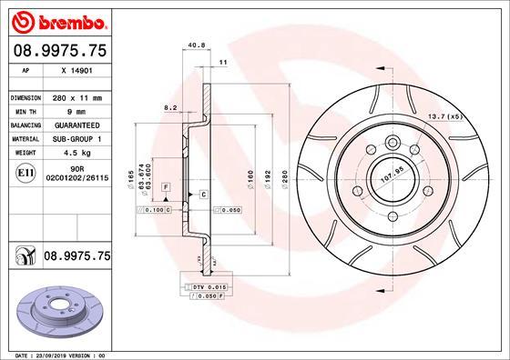 Brembo 08.9975.75 - Stabdžių diskas onlydrive.pro