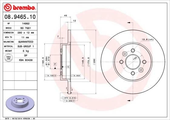 Brembo 08.9465.10 - Brake Disc onlydrive.pro