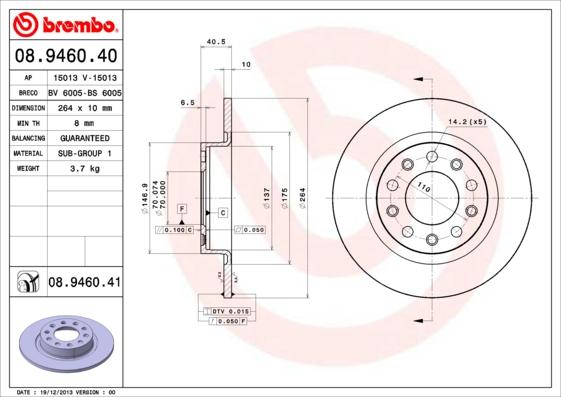 Brembo 08.9460.41 - Jarrulevy onlydrive.pro