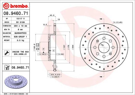 Brembo 08.9460.71 - Jarrulevy onlydrive.pro