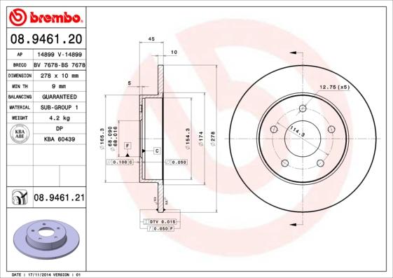 Brembo 08.9461.21 - Brake Disc onlydrive.pro