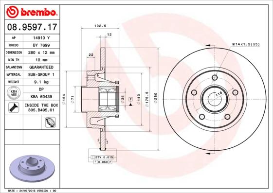 Brembo 08.9597.17 - Brake Disc onlydrive.pro