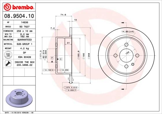 Brembo 08.9504.10 - Brake Disc onlydrive.pro