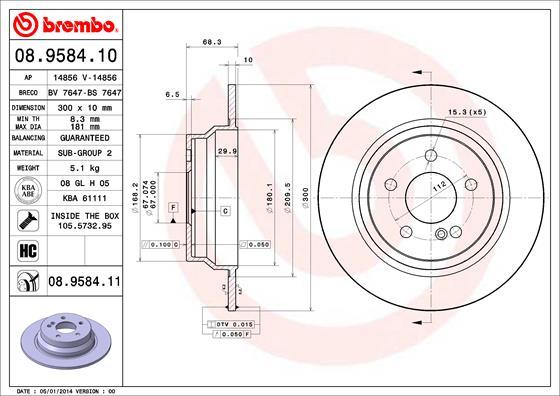 Brembo 08.9584.11 - Brake Disc onlydrive.pro