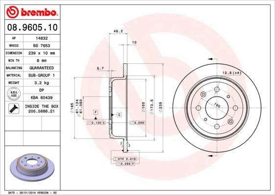 Brembo 08.9605.10 - Piduriketas onlydrive.pro