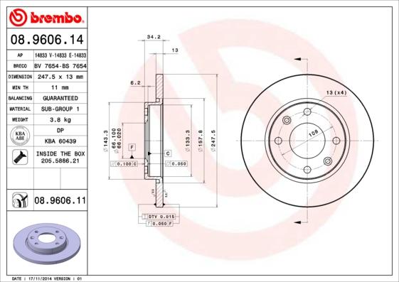 Brembo 08.9606.11 - Brake Disc onlydrive.pro