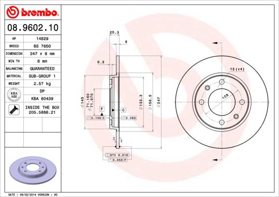 Brembo 08.9602.10 - Brake Disc onlydrive.pro