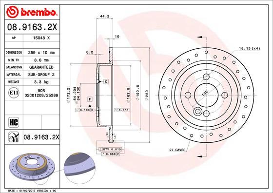 Brembo 08.9163.2X - Brake Disc onlydrive.pro
