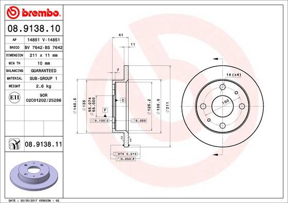 Brembo 08.9138.10 - Brake Disc onlydrive.pro