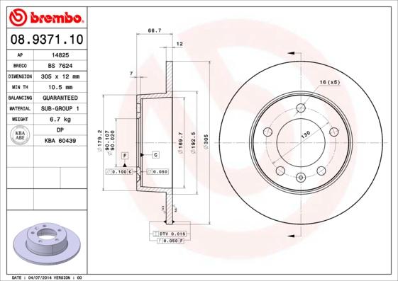 Brembo 08.9371.10 - Brake Disc onlydrive.pro