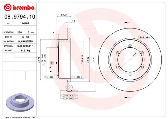 Brembo 08.9794.10 - Stabdžių diskas onlydrive.pro