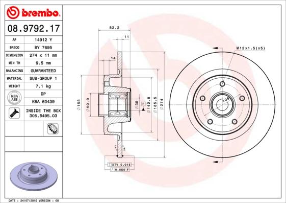 Brembo 08.9792.17 - Brake Disc onlydrive.pro