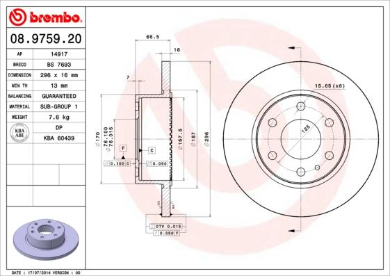 Brembo 08.9759.20 - Brake Disc onlydrive.pro