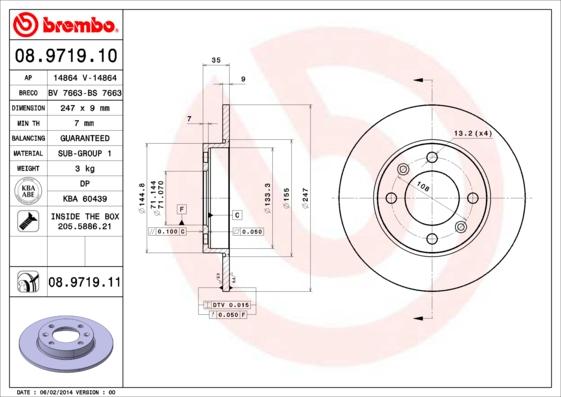 Brembo 08.9719.11 - Brake Disc onlydrive.pro