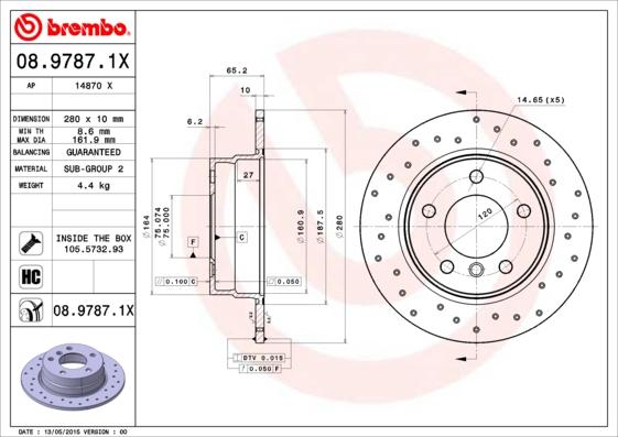 Brembo 08.9787.1X - Brake Disc onlydrive.pro