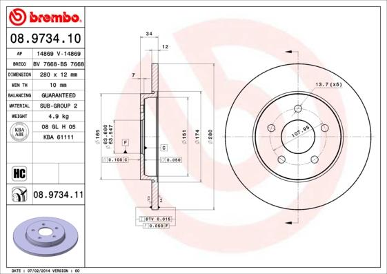 Brembo 08.9734.11 - Brake Disc onlydrive.pro