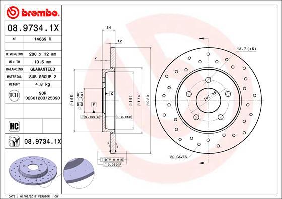 Brembo 08.9734.1X - Brake Disc onlydrive.pro