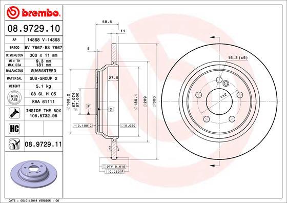 Brembo 08.9729.11 - Brake Disc onlydrive.pro